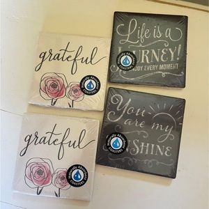 4 NEW GRATEFUL & JOURNEY SOAPSTONE SQUARE COASTERS